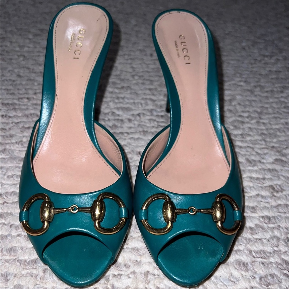 Teal Heeled Slide